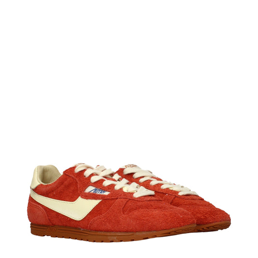 Orange Leather Sneakers