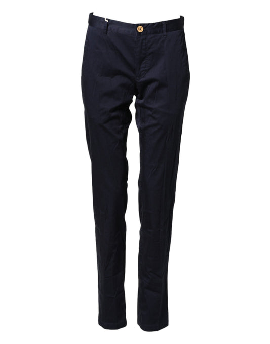 Dark Blue Cotton Skinny Men Trouser Pants