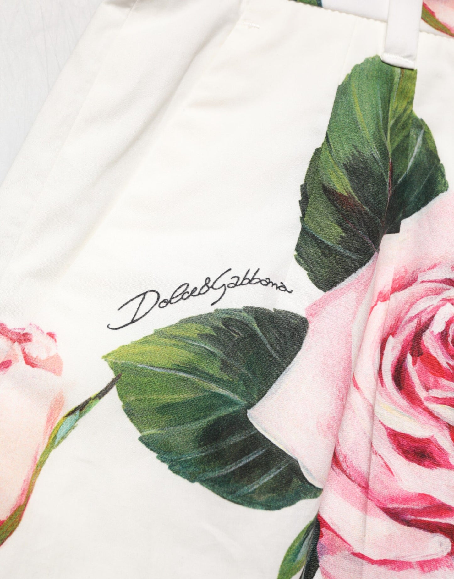 White Floral Print High Waist Hotpants Short