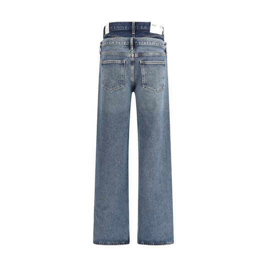 Blue Recycled Cotton Straight-Leg Jeans