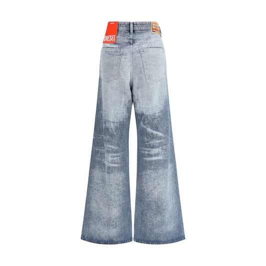 Blue Cotton Flared Jeans