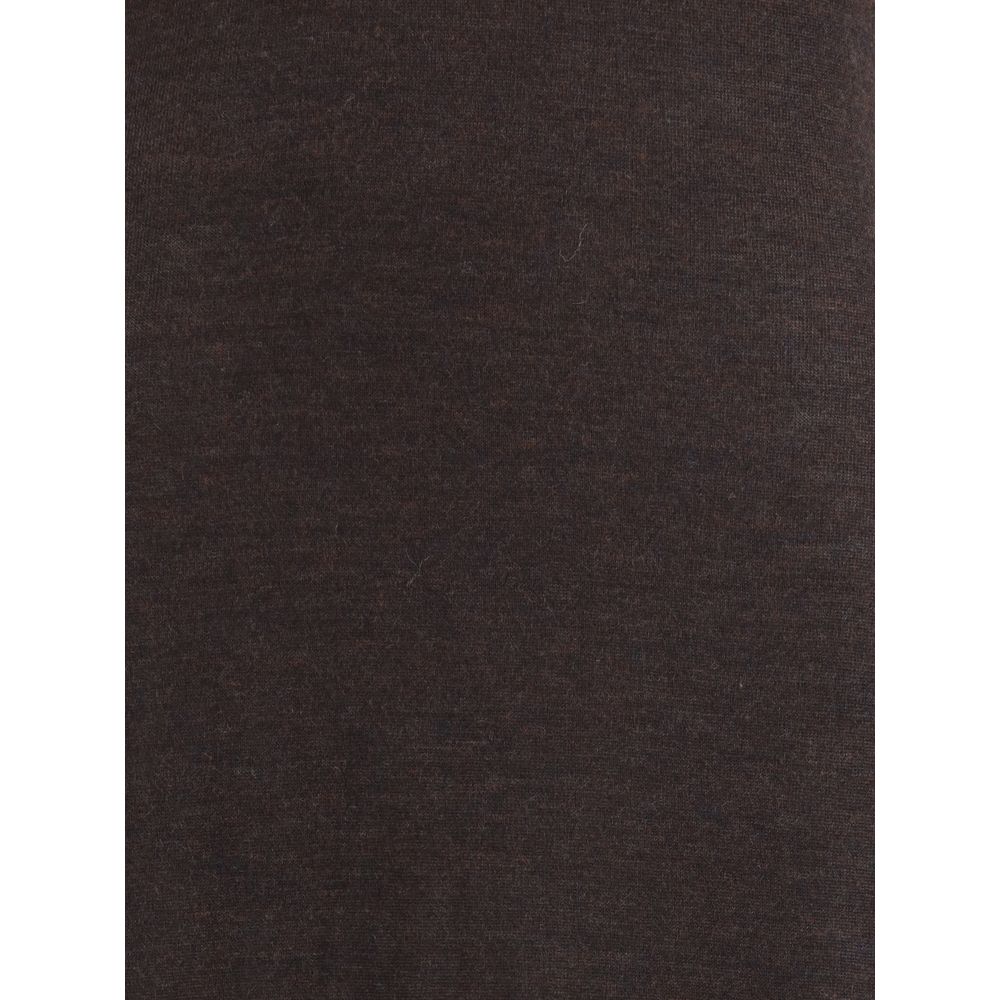 Brown Fleece Wool Long Dress