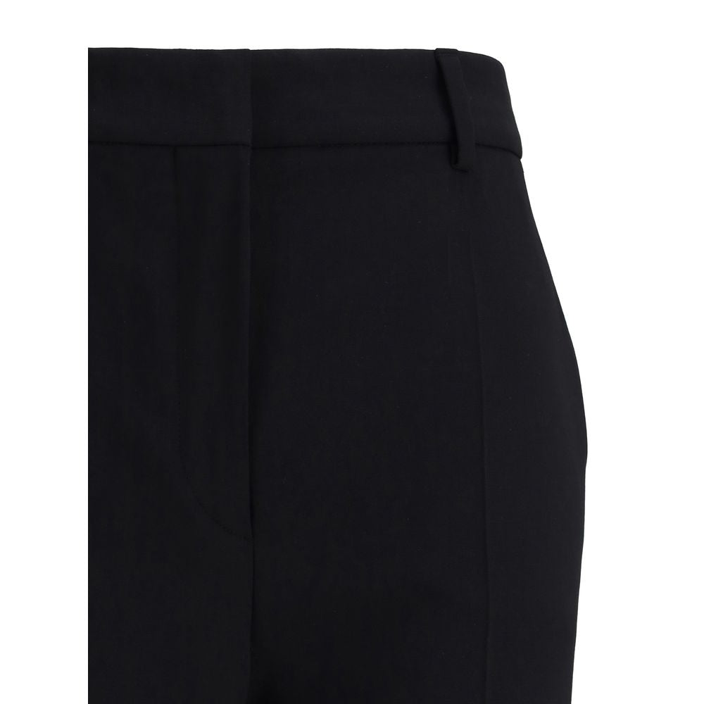 Black Fleece Wool Flared Pants