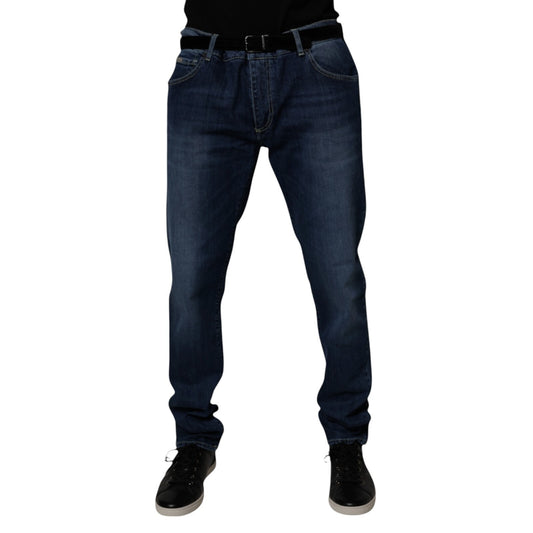 Blue Washed Cotton Stretch SkinnyDenim Jeans