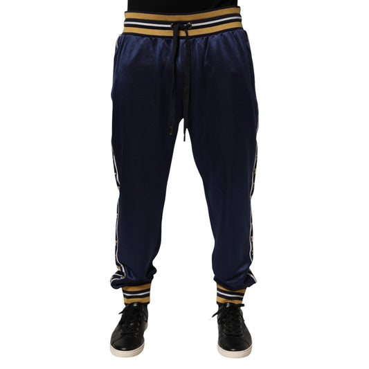 Blue Nylon Jogger Mid Waist Trouser Pants