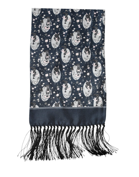 Navy Blue Silk Neck Wrap Shawl Men Scarf