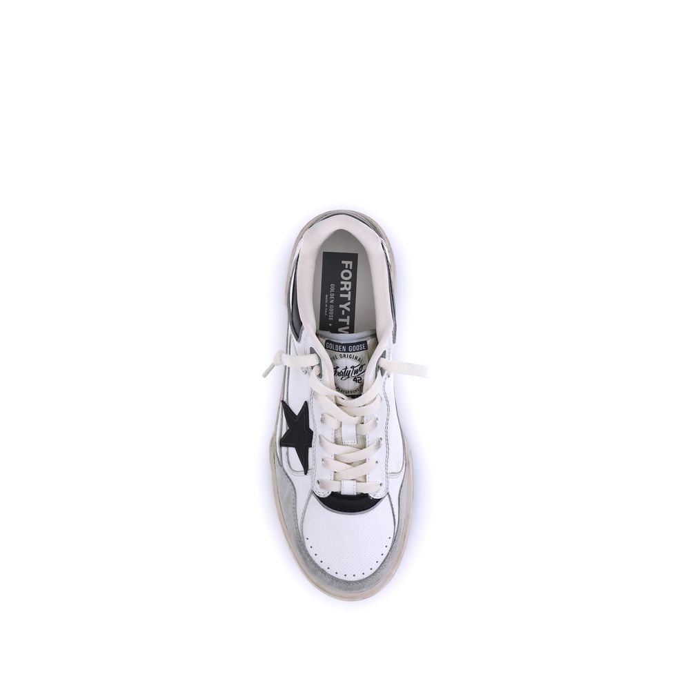 White Calf Leather Bos Taurus Chunky Sneakers