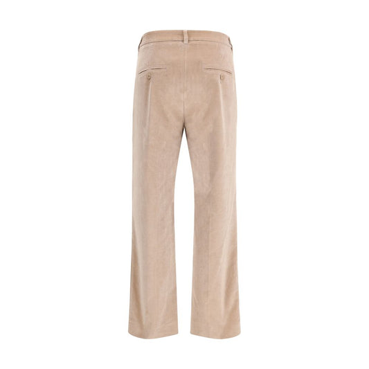 Beige Cotton Casual Pants
