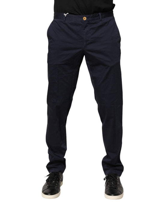 Navy Blue Skinny Chino Mid Waist Men Pants