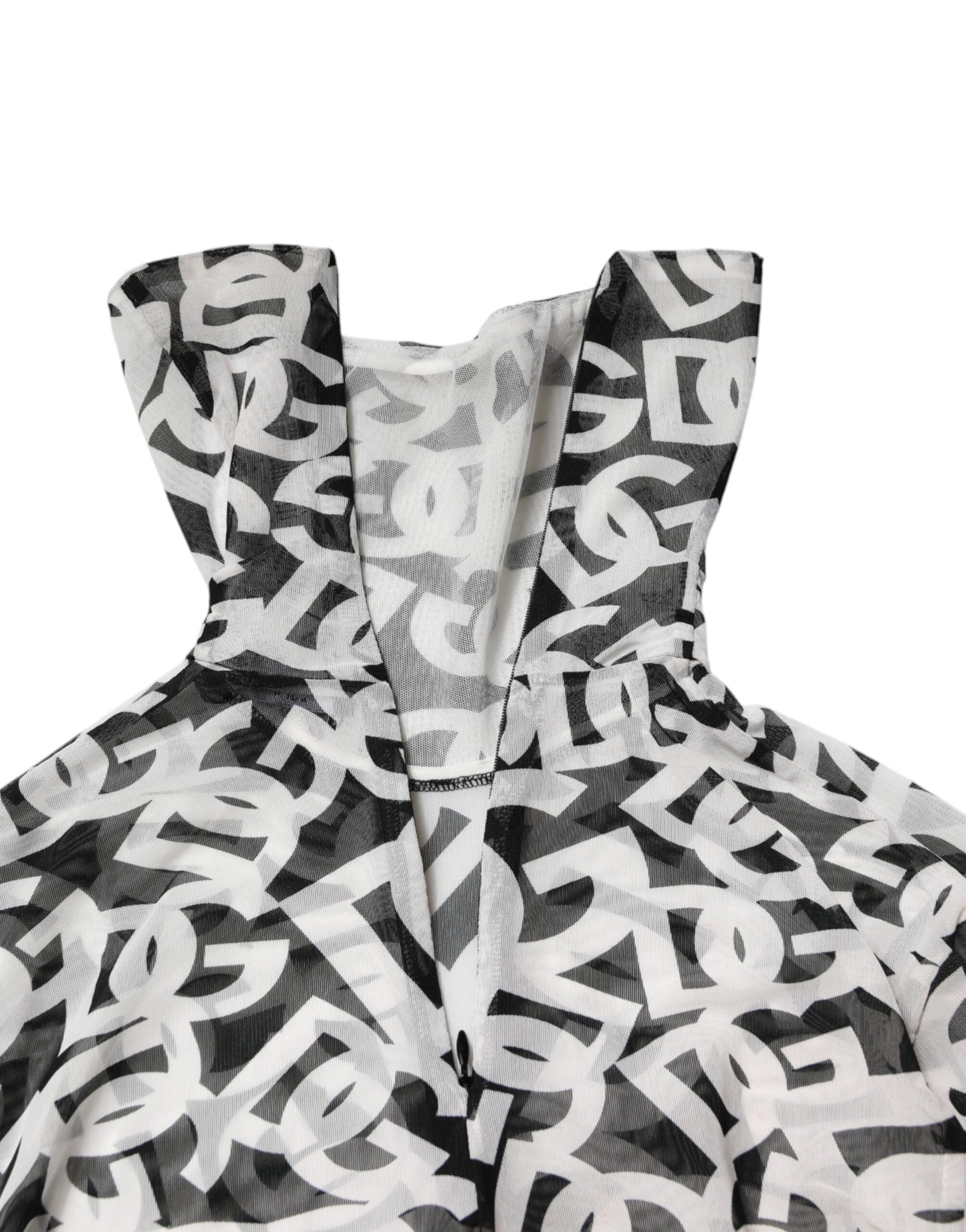 White DG Logo Long Sleeves Turtleneck Top