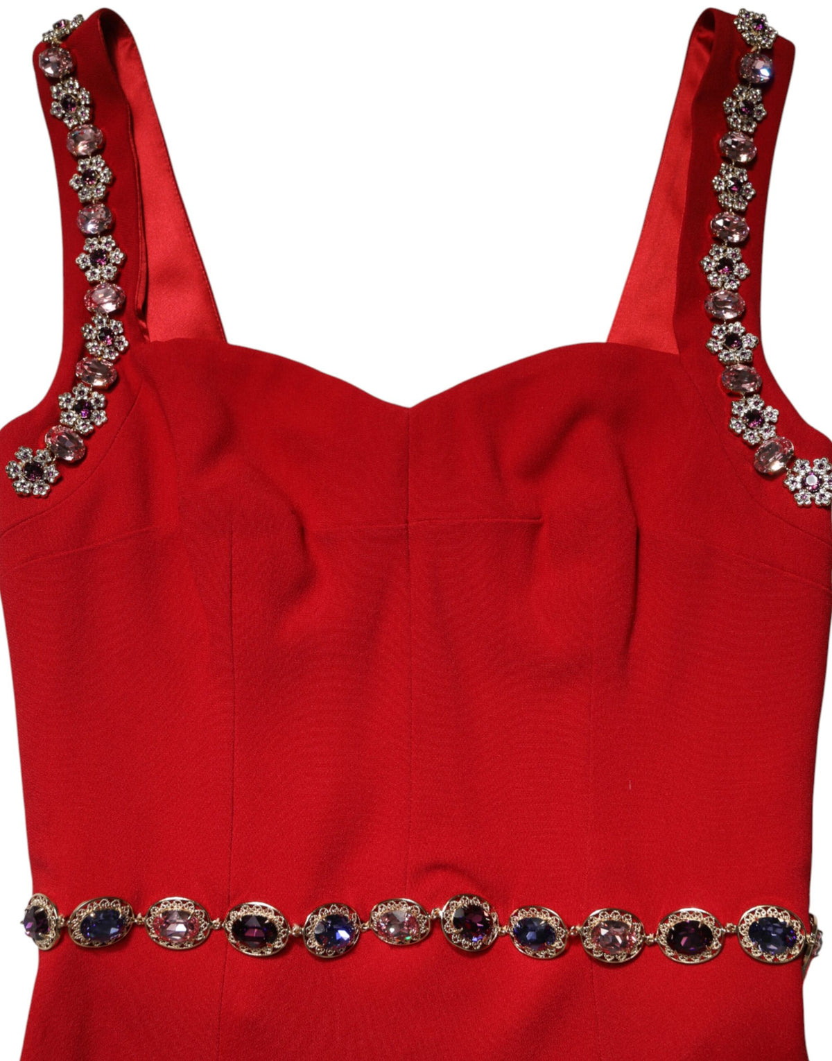 Red Crystals Sheath Mermaid Long Gown Dress
