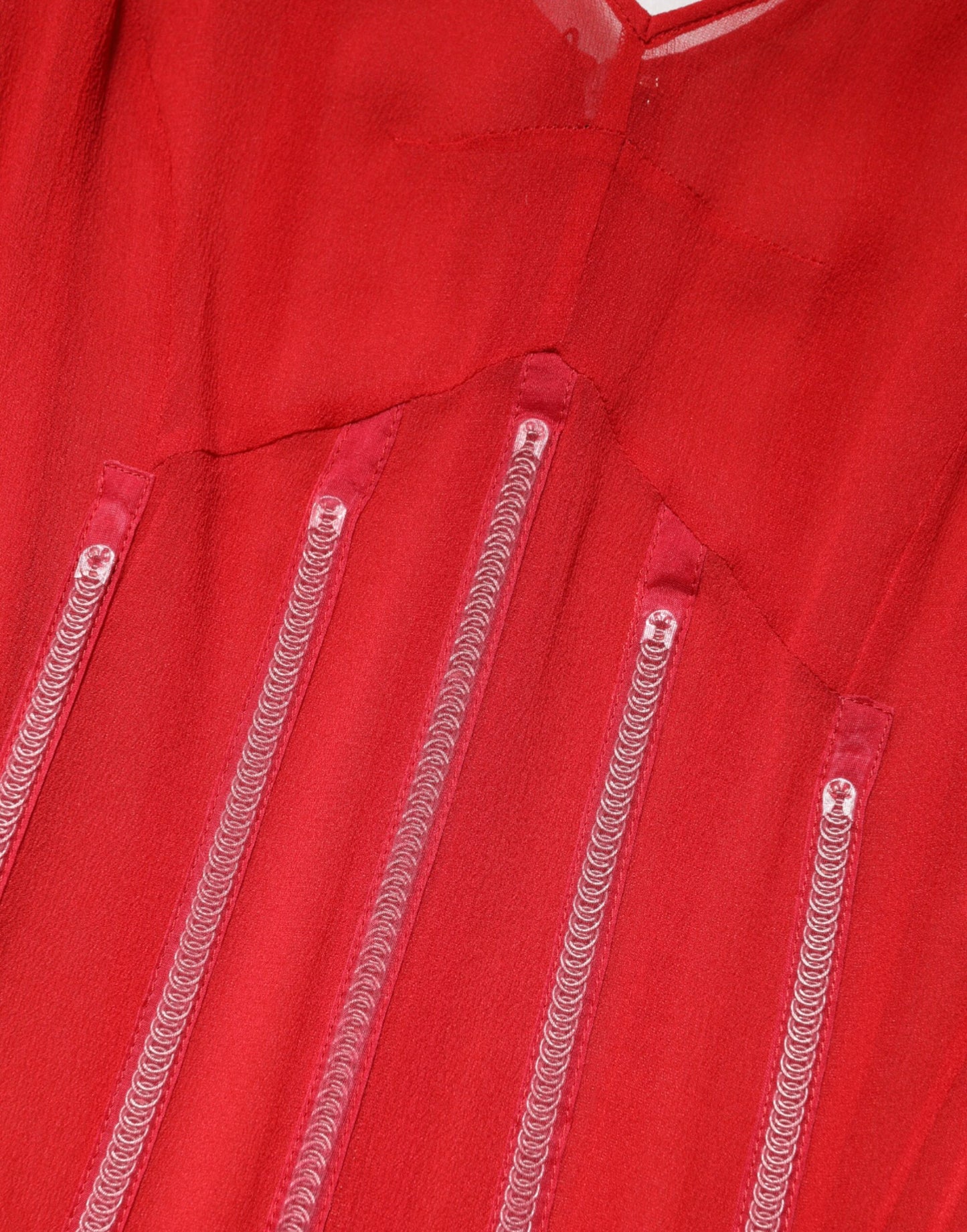 Red Silk Sleeveless Sheath V-neck Midi Dress