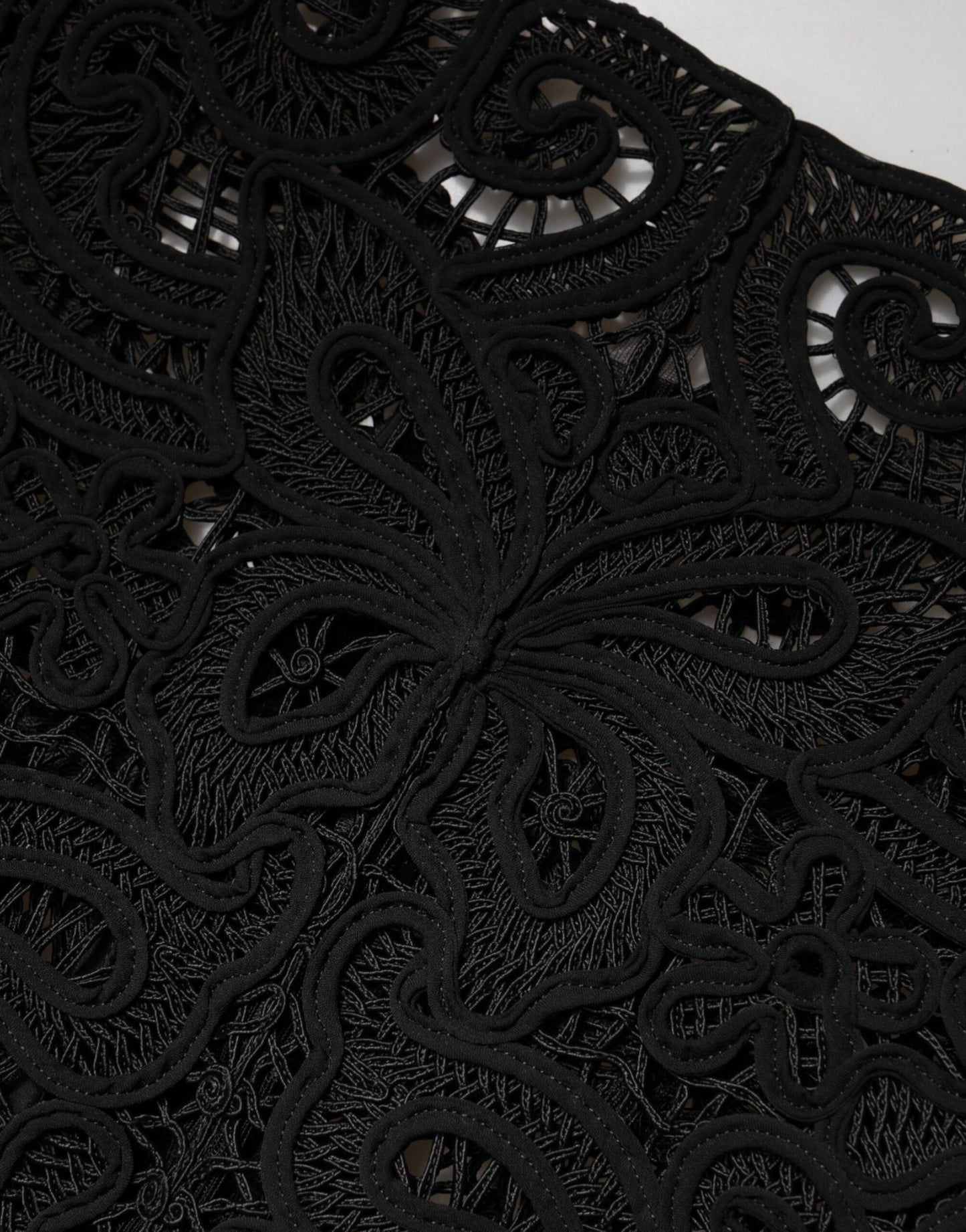 Black Floral Lace Cropped Coat Jacket