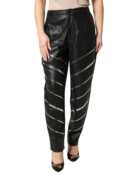 Black Embellished Tapered Pants