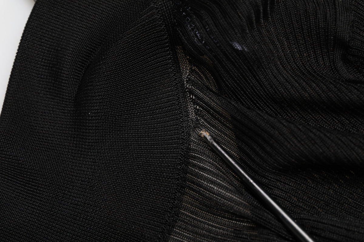 Black Viscose Turtle Neck Pullover Top