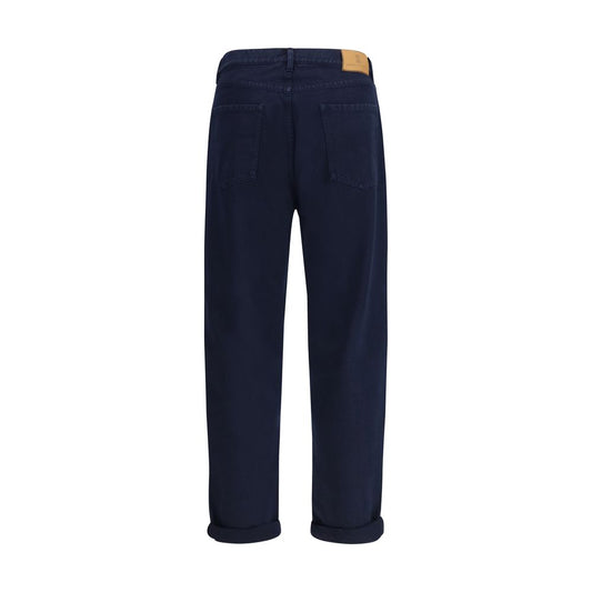 Blue Cotton Straight-Leg Jeans