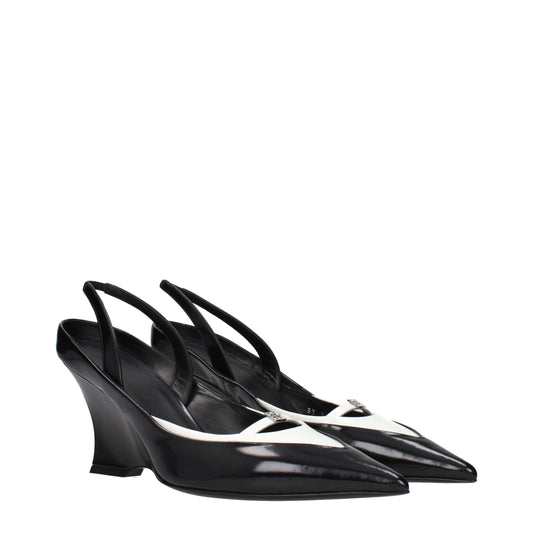 Black Leather Wedge Sandals