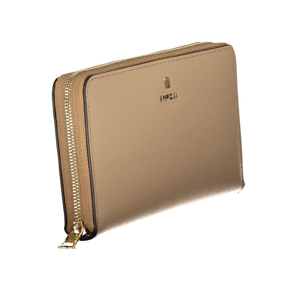 Beige Leather Woman Wallet