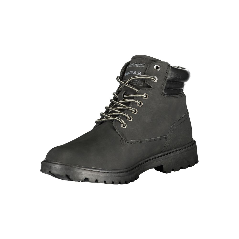 Black Polyurethane Men Ankle Boot