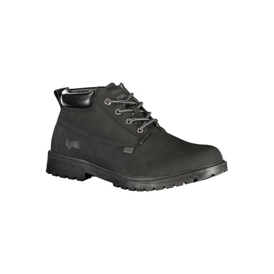 Black Polyurethane Men Ankle Boot