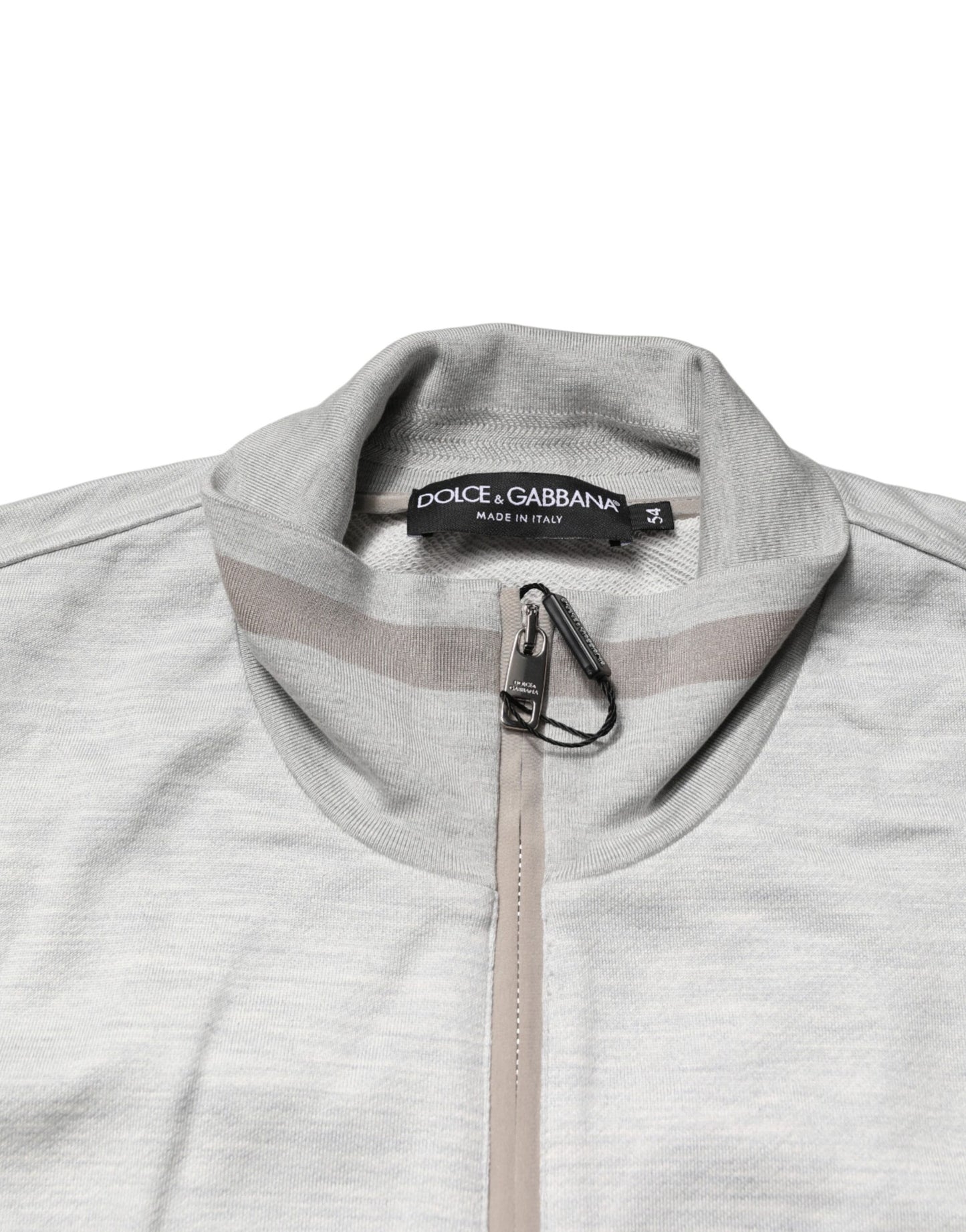 Light Gray Cotton Zipped Cardigan Sweater