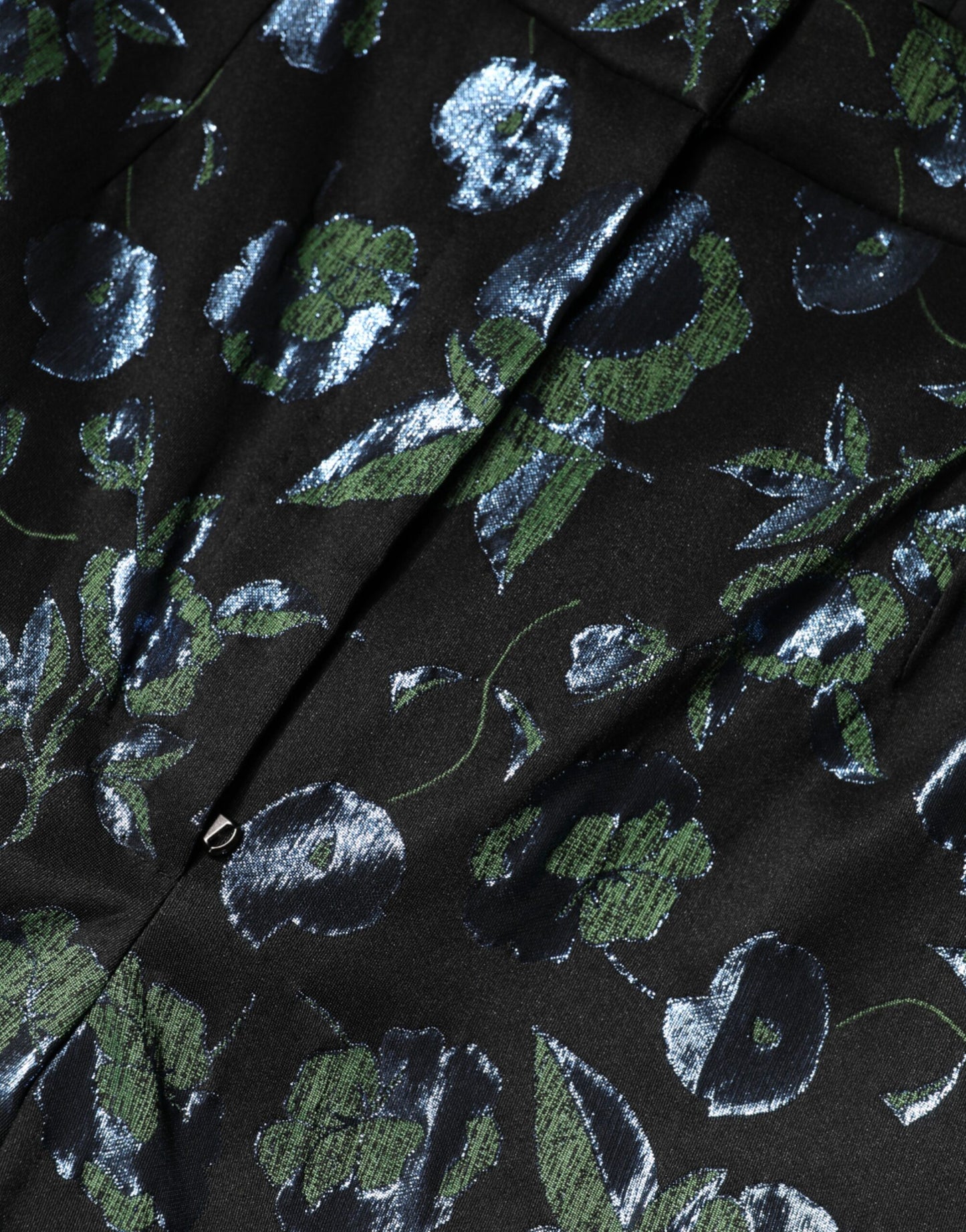 BlueGreen Floral Metallic Slim Trouser Pants