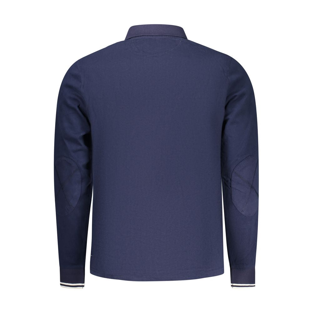 Blue Cotton Men Polo Shirt