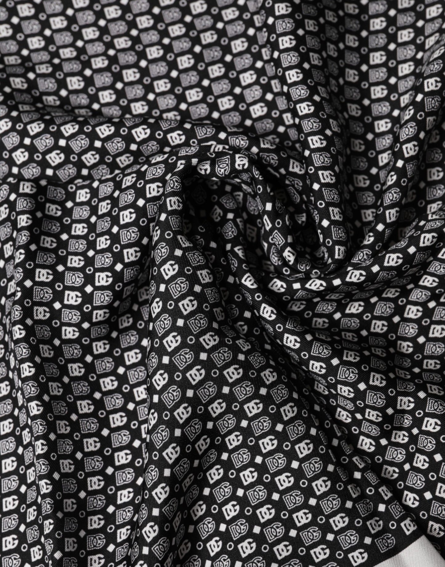 White Black Patterned Square Foulard Scarf