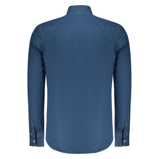 Blue Cotton Men Shirt