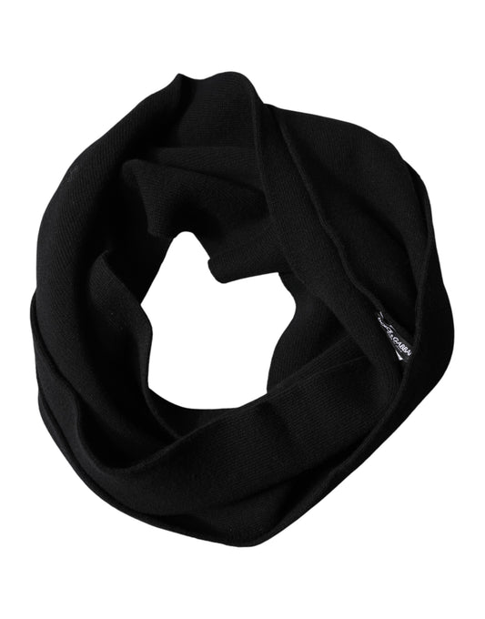 Black Wool Knitted Neck Wrap Foulard Scarf