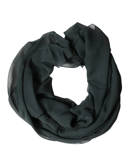 Dark Green Silk Neck Wrap Foulard Scarf