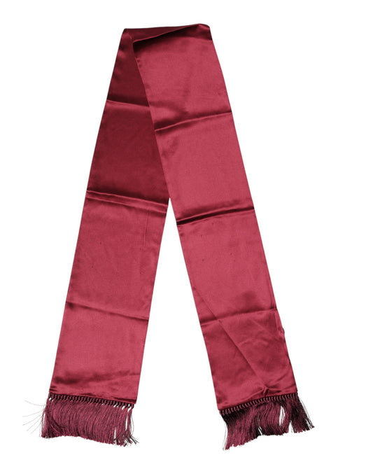 Red Satin Silk Fringes Neck Foulard Scarf