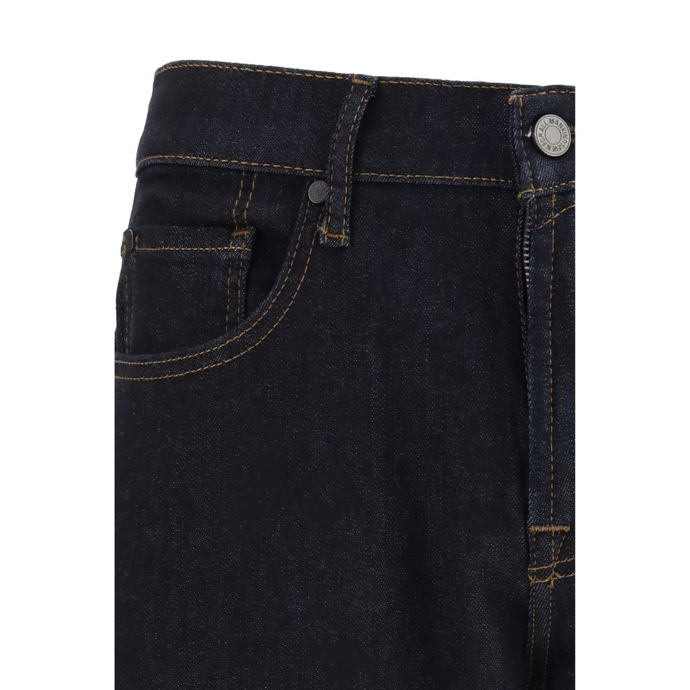 Blue Cotton Straight-Leg Jeans