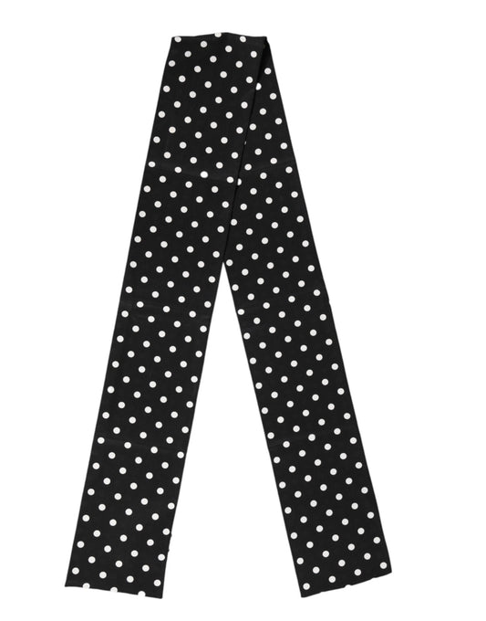 Black Polka Dot Neck Wrap Foulard 150cm x 12.5cm Scarf
