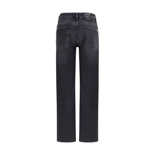 Black Cotton Straight-Leg Jeans