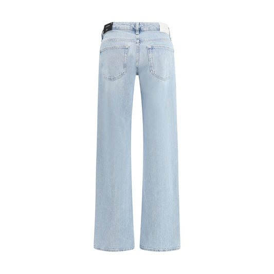 Light Blue Cotton Straight-Leg Jeans