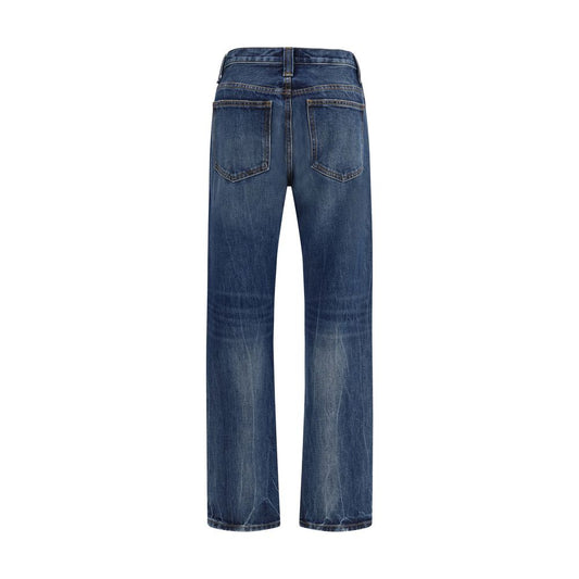 Blue Cotton High-Waisted Jean
