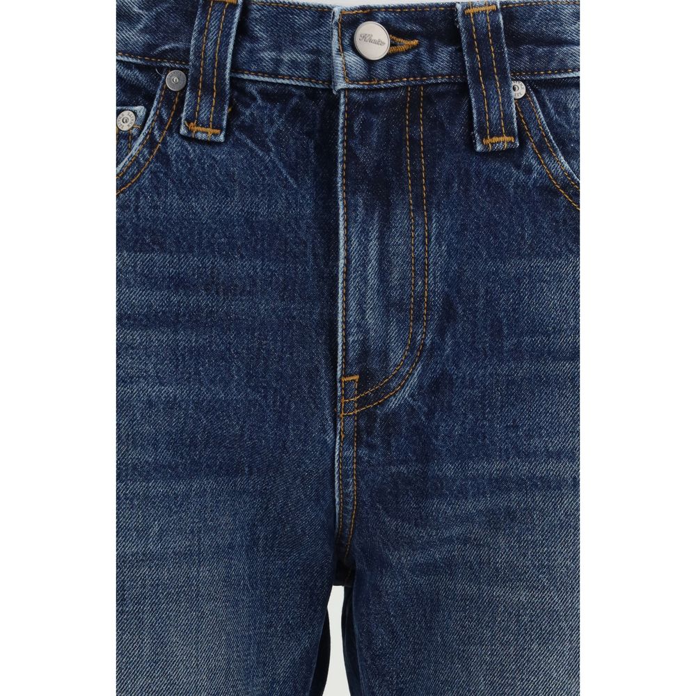 Blue Cotton High-Waisted Jean