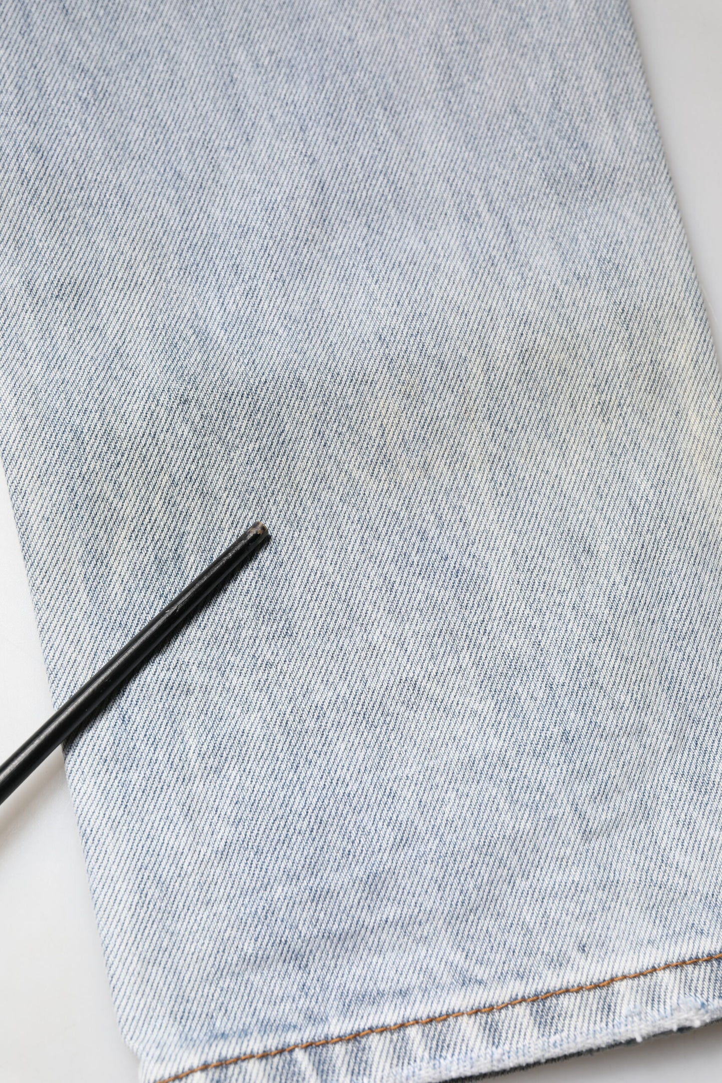 Light Blue Tattered Mid Waist Straight Denim Jeans