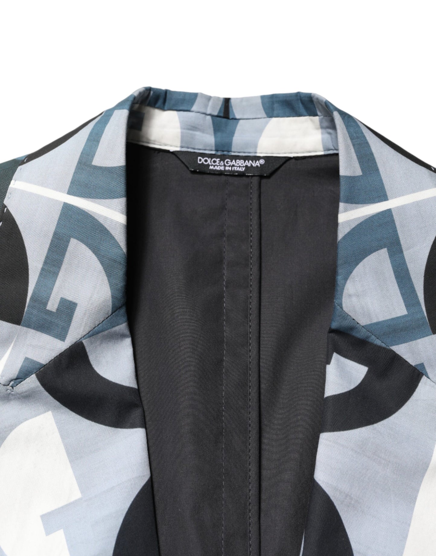 Blue Logo Monogram Single Breasted Blazer