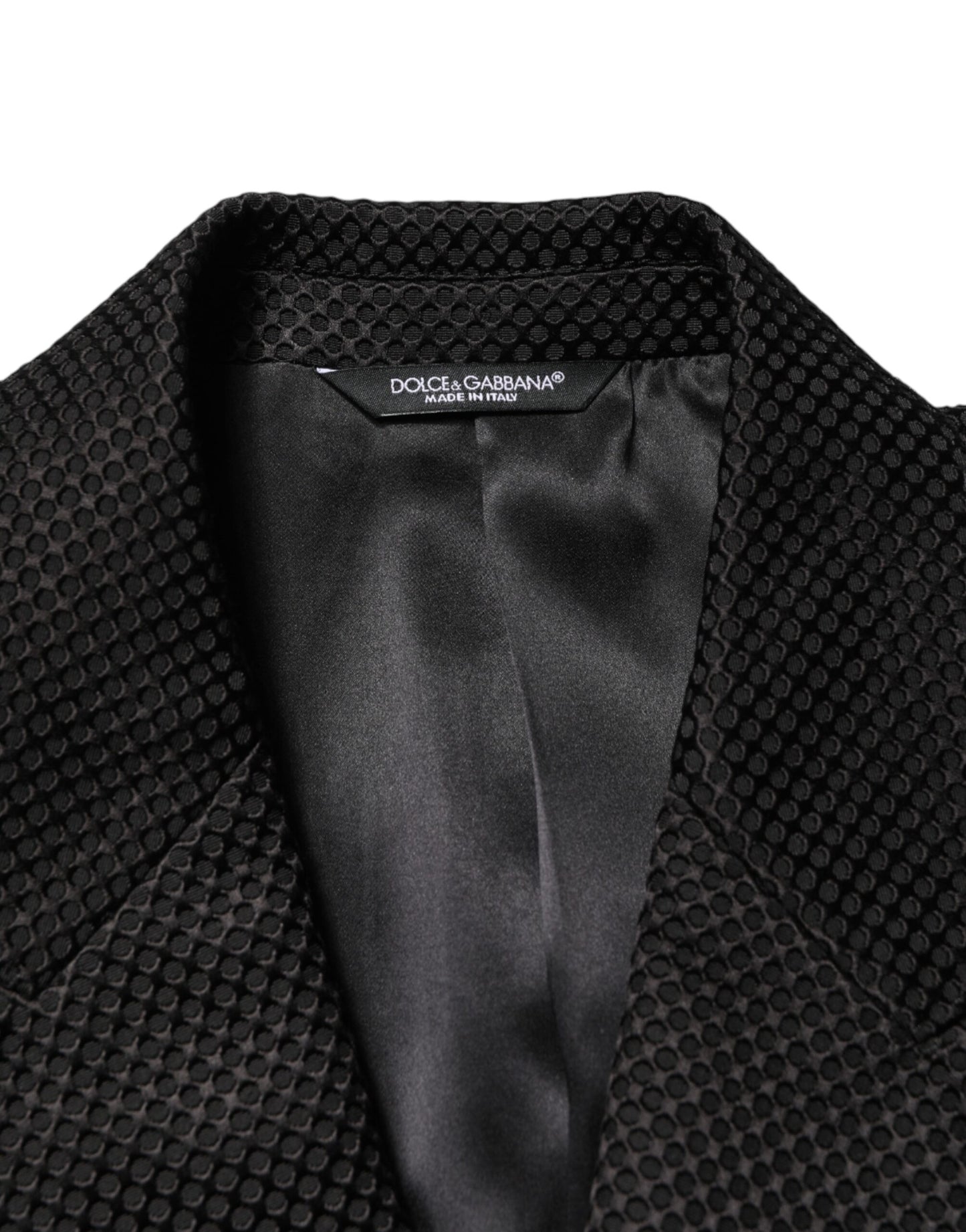 Black Cotton Double Breasted 2 Button Blazer