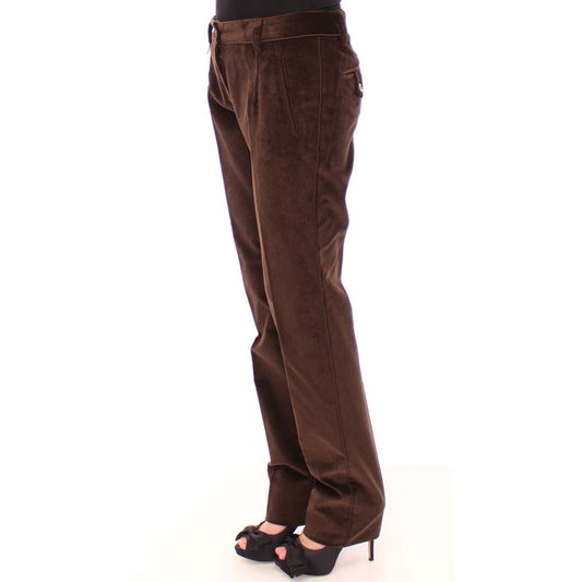 Brown Cotton Casual Pants