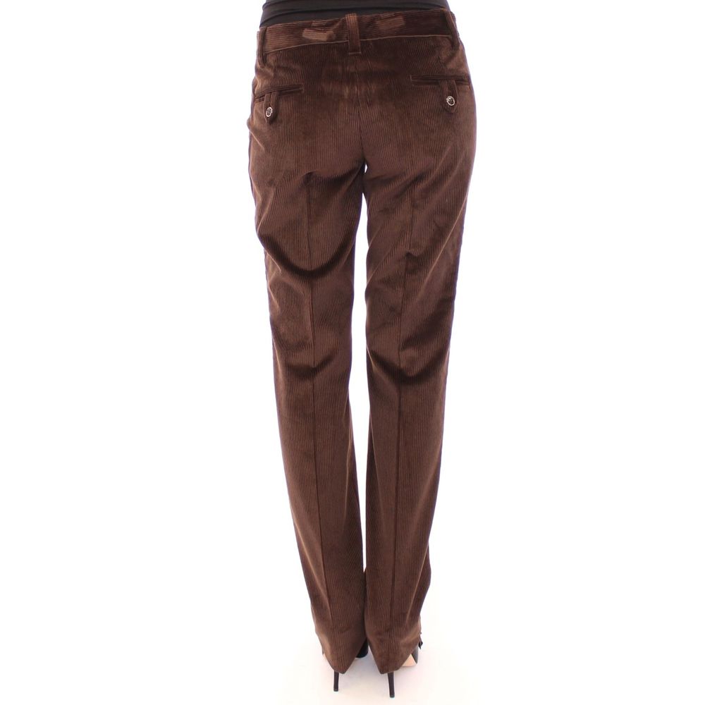 Brown Cotton Casual Pants