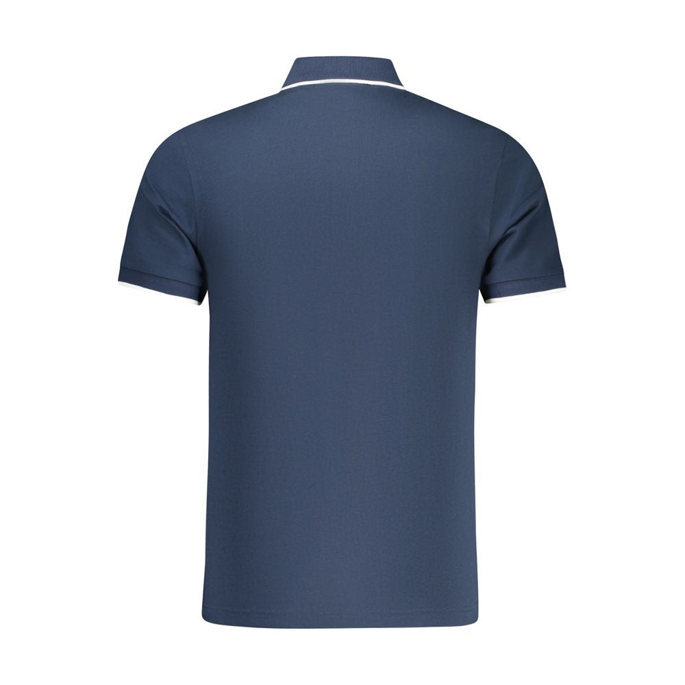Blue Cotton Men Polo Shirt