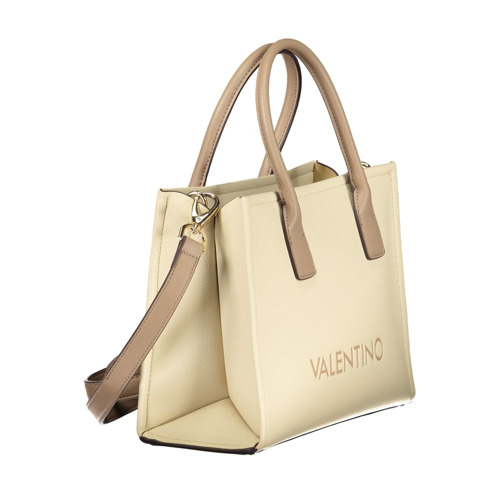 Beige Polyurethane Women Handbag