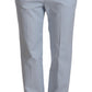 Light Blue High Waist Cotton Tapered Trouser Pants