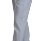 Light Blue High Waist Cotton Tapered Trouser Pants