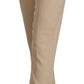 Beige Viscose High Waist Flared Dress Trouser Pants