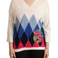 Multicolor Floral Cashmere Cotton Pullover Sweater