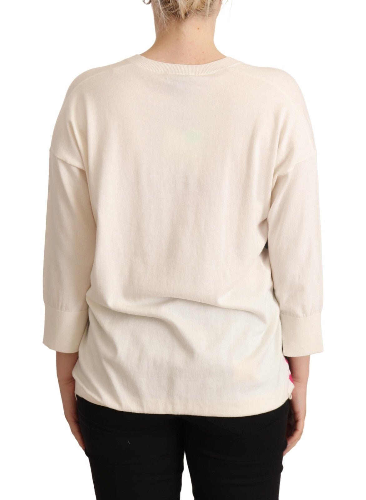 Multicolor Floral Cashmere Cotton Pullover Sweater
